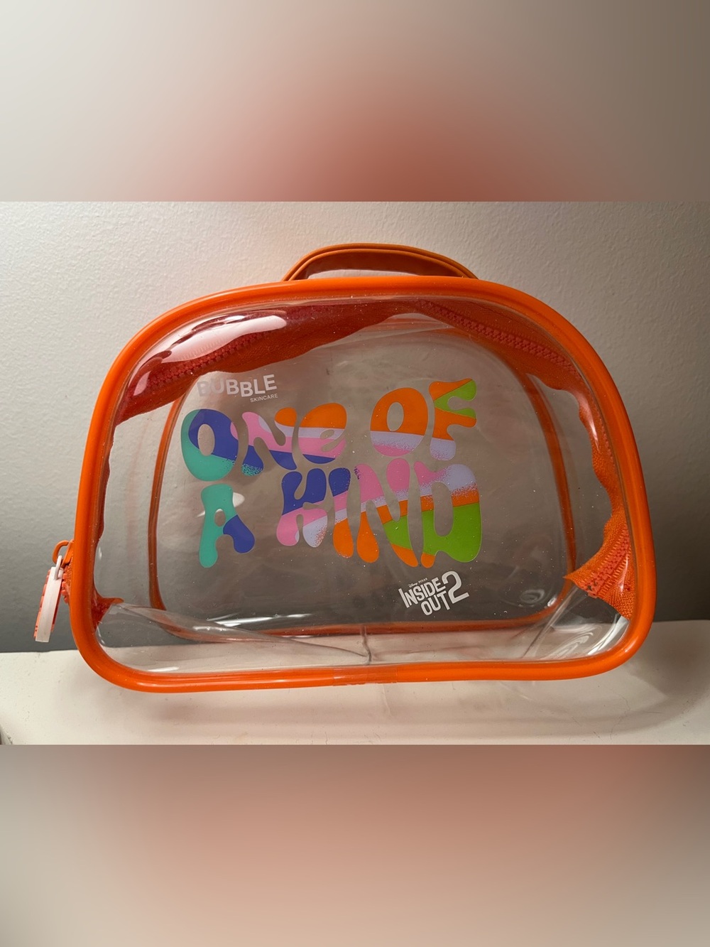 Bubble ‘One of a Kind’ Clear Orange Travel Cosmetic Bag - Picture 2 of 3